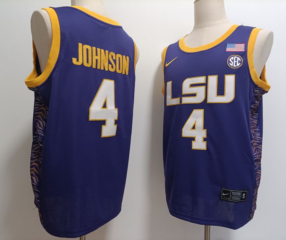Men LSU Tigers #4 Johnson Purple Nike 2025 NCAA Jersey->ncaa teams->NCAA Jersey